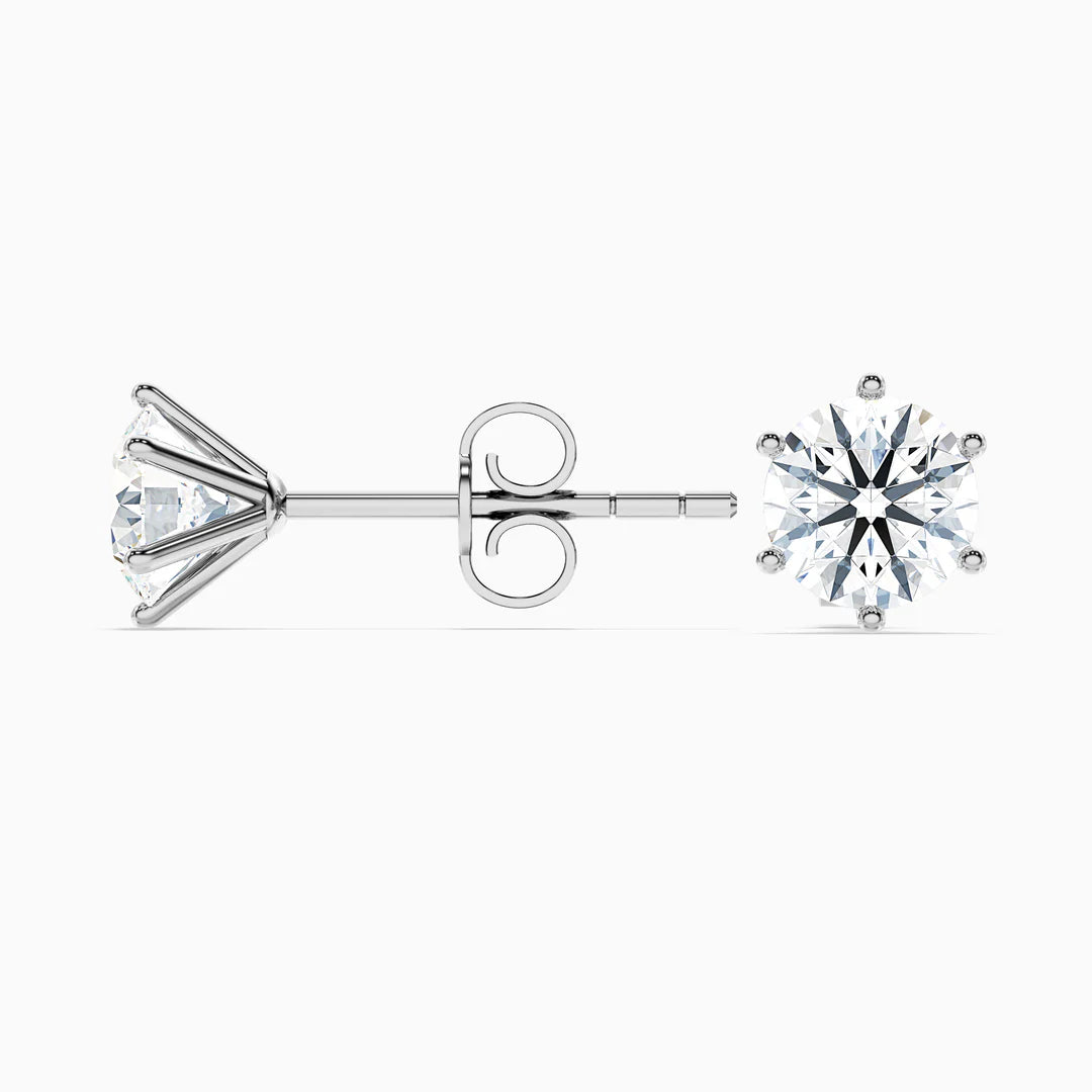 6 Claws Round Lab Grown Diamond Stud Earrings