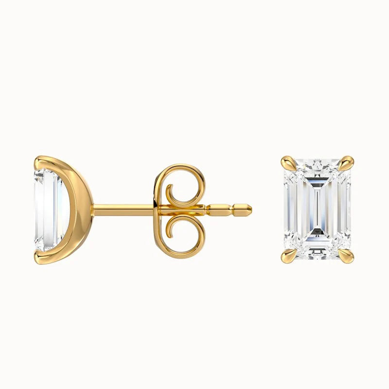 Emerald Cut Lab Grown Diamond Stud Earrings