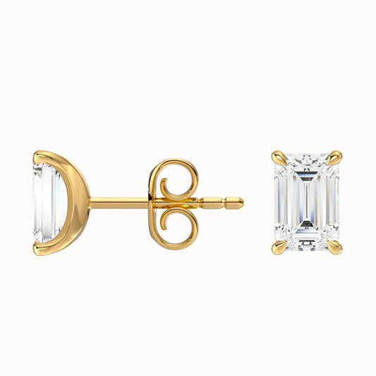 Emerald Cut Moissanite Diamond Stud Earrings