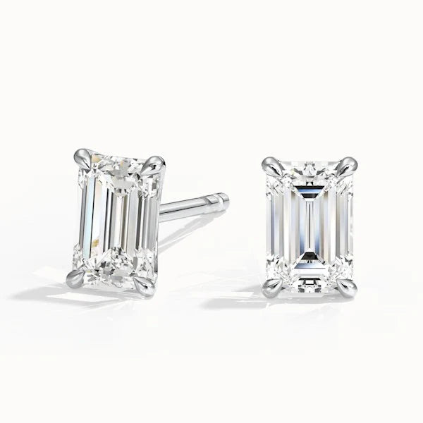 Emerald Cut Lab Grown Diamond Stud Earrings
