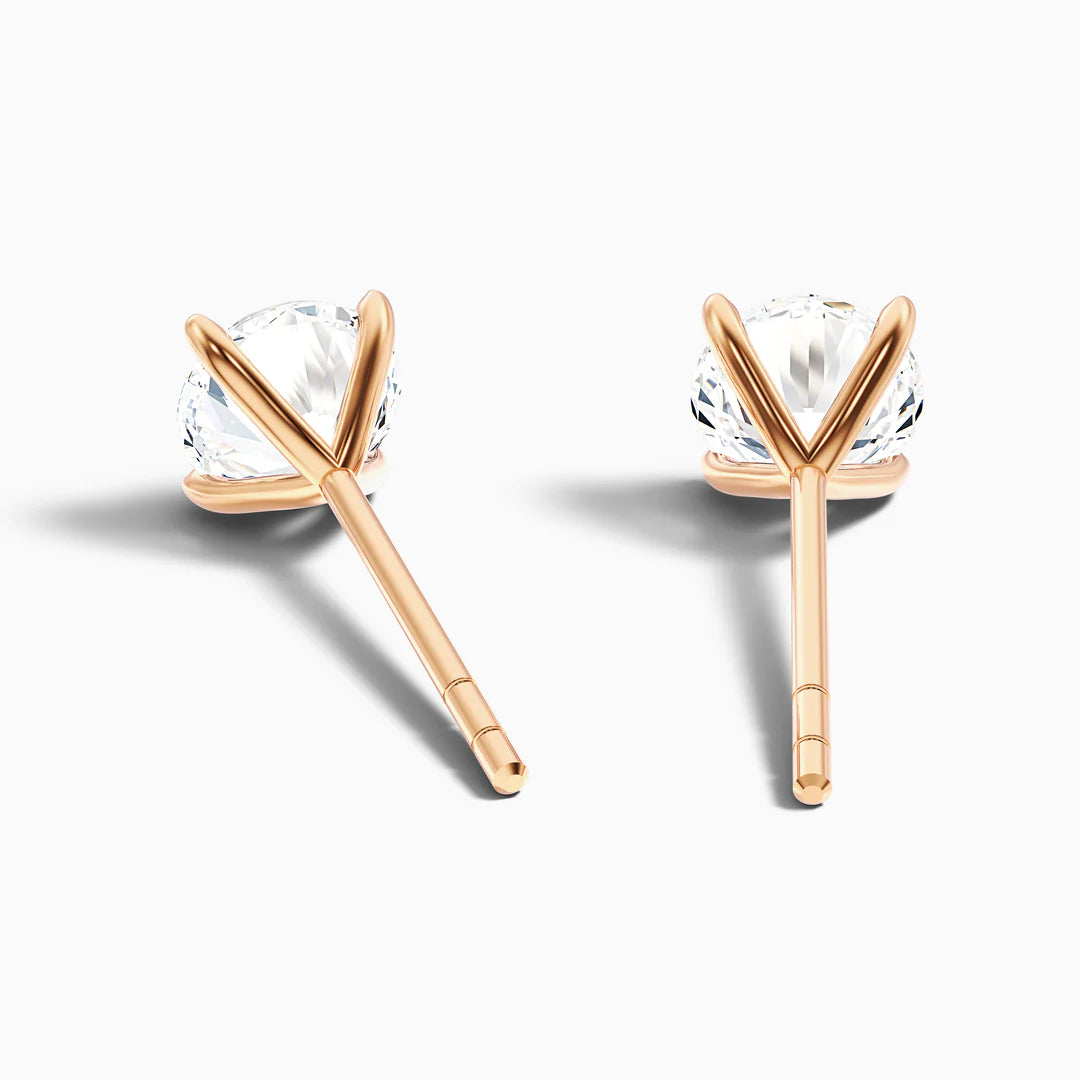 4 Claws Round Lab Grown Diamond Stud Earrings