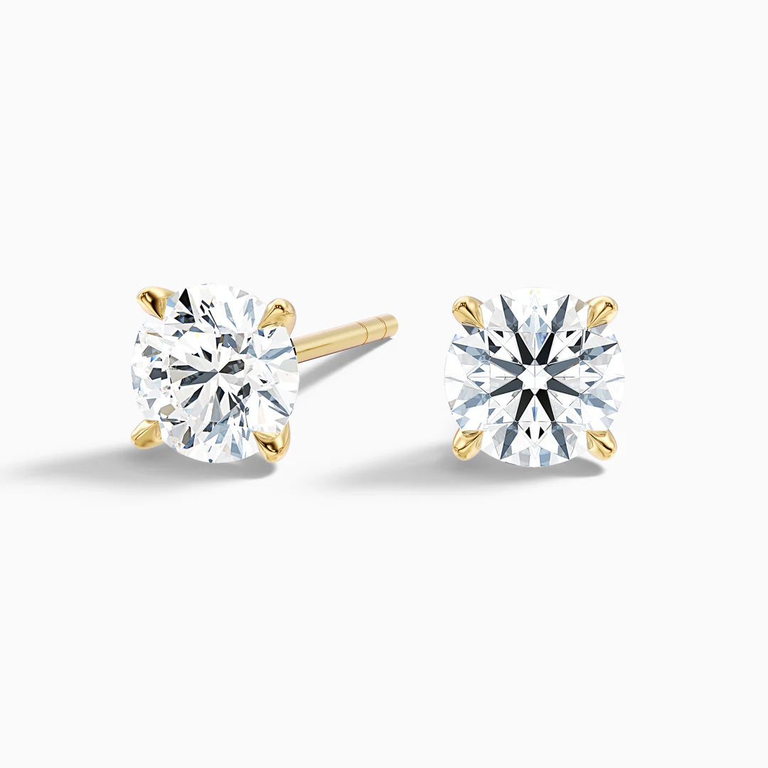 4 Claws Round Lab Grown Diamond Stud Earrings