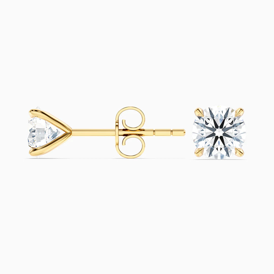4 Claws Round Lab Grown Diamond Stud Earrings