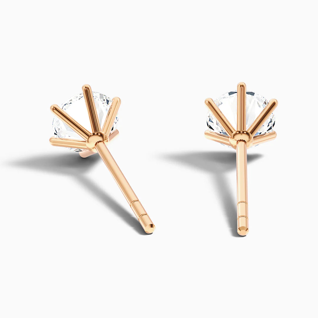 6 Claws Round Lab Grown Diamond Stud Earrings