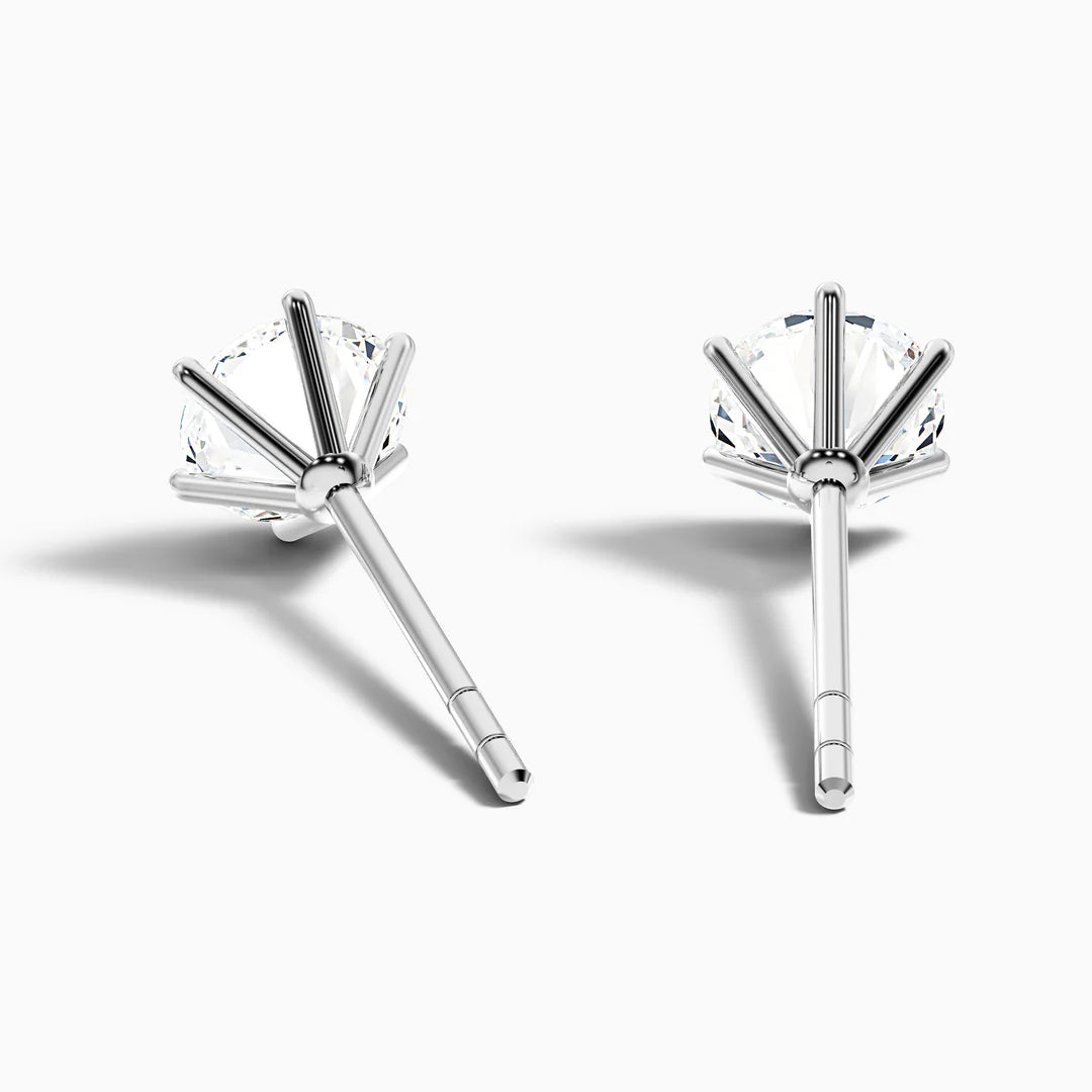 6 Claws Round Lab Grown Diamond Stud Earrings