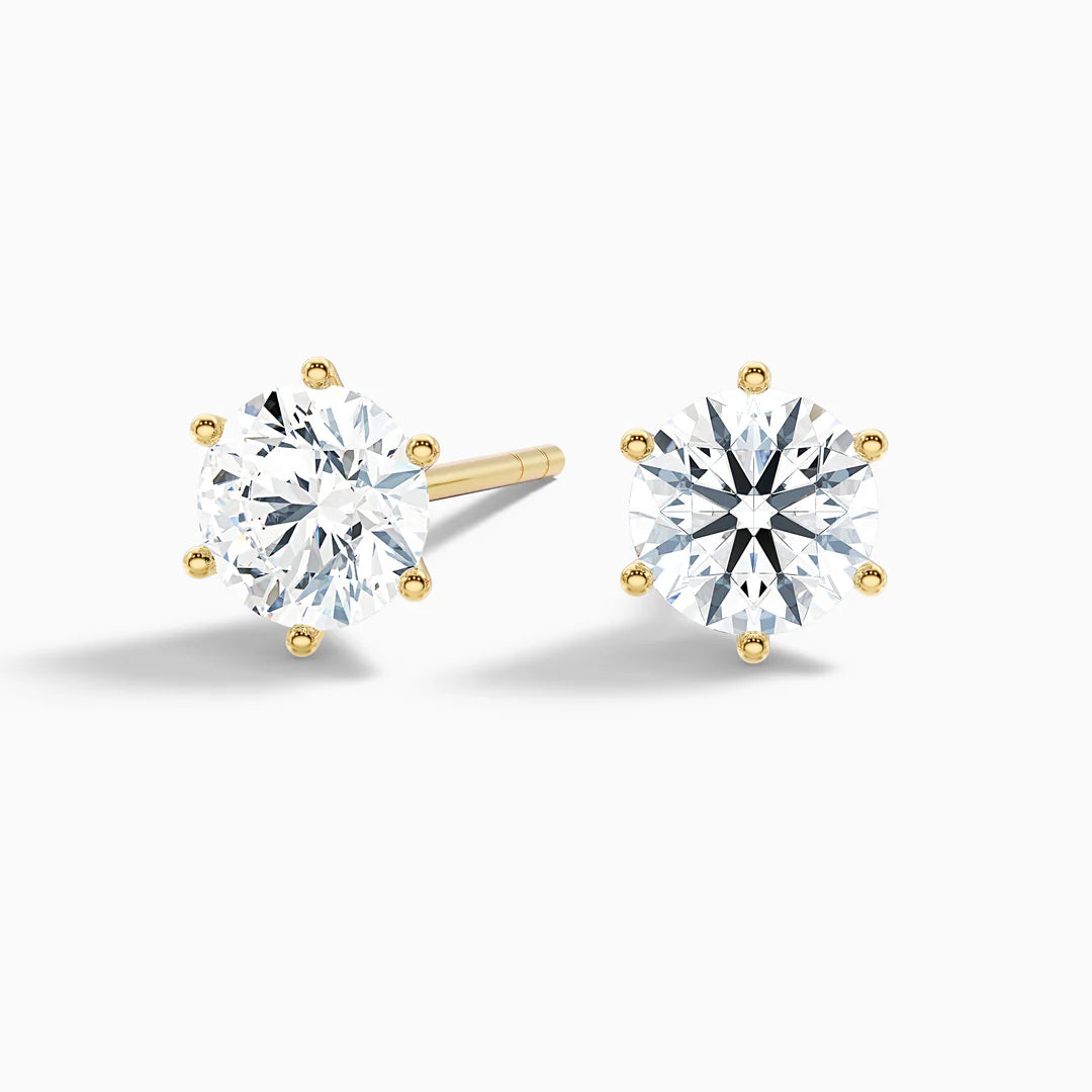 6 Claws Round Lab Grown Diamond Stud Earrings
