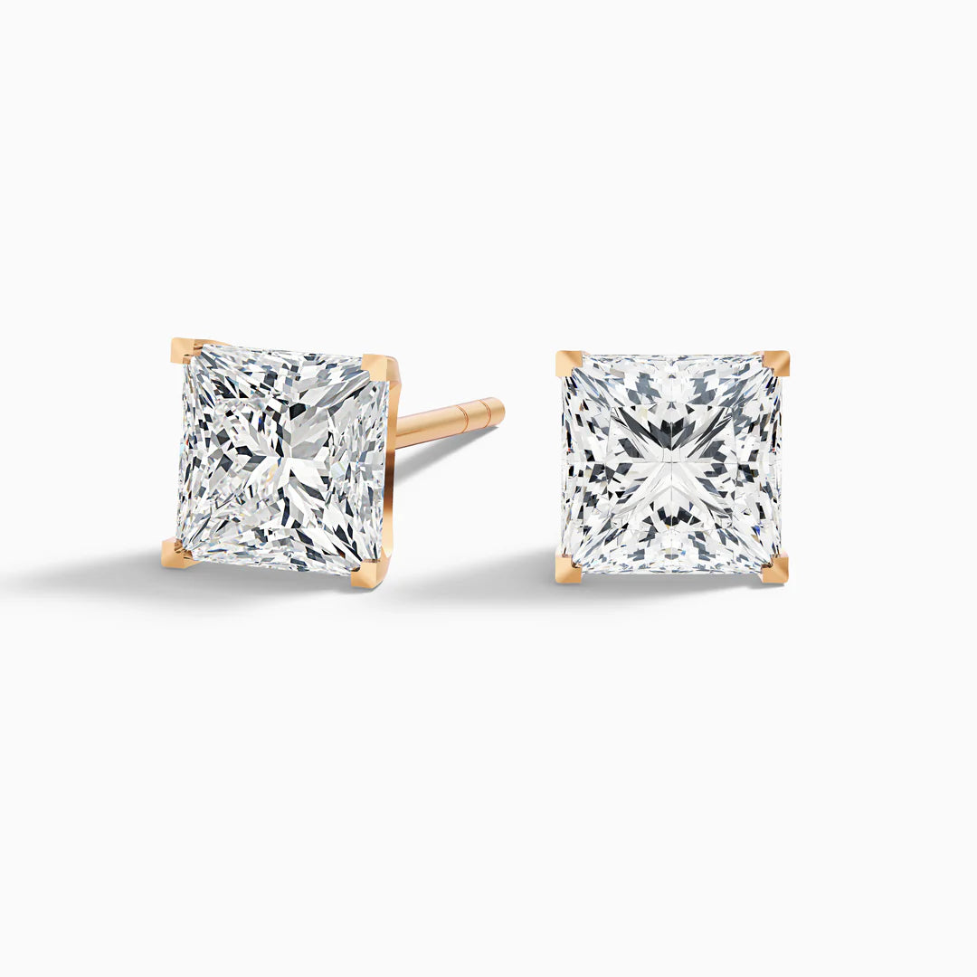 Princess Cut Lab Grown Diamond Stud Earrings