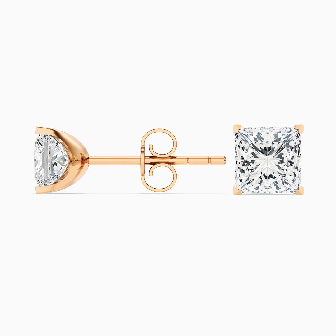 Princess Cut Lab Grown Diamond Stud Earrings