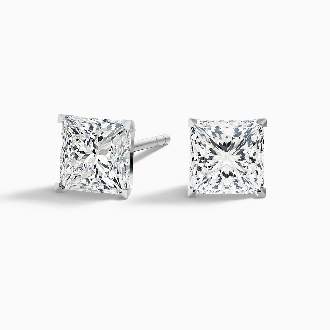 Princess Cut Lab Grown Diamond Stud Earrings