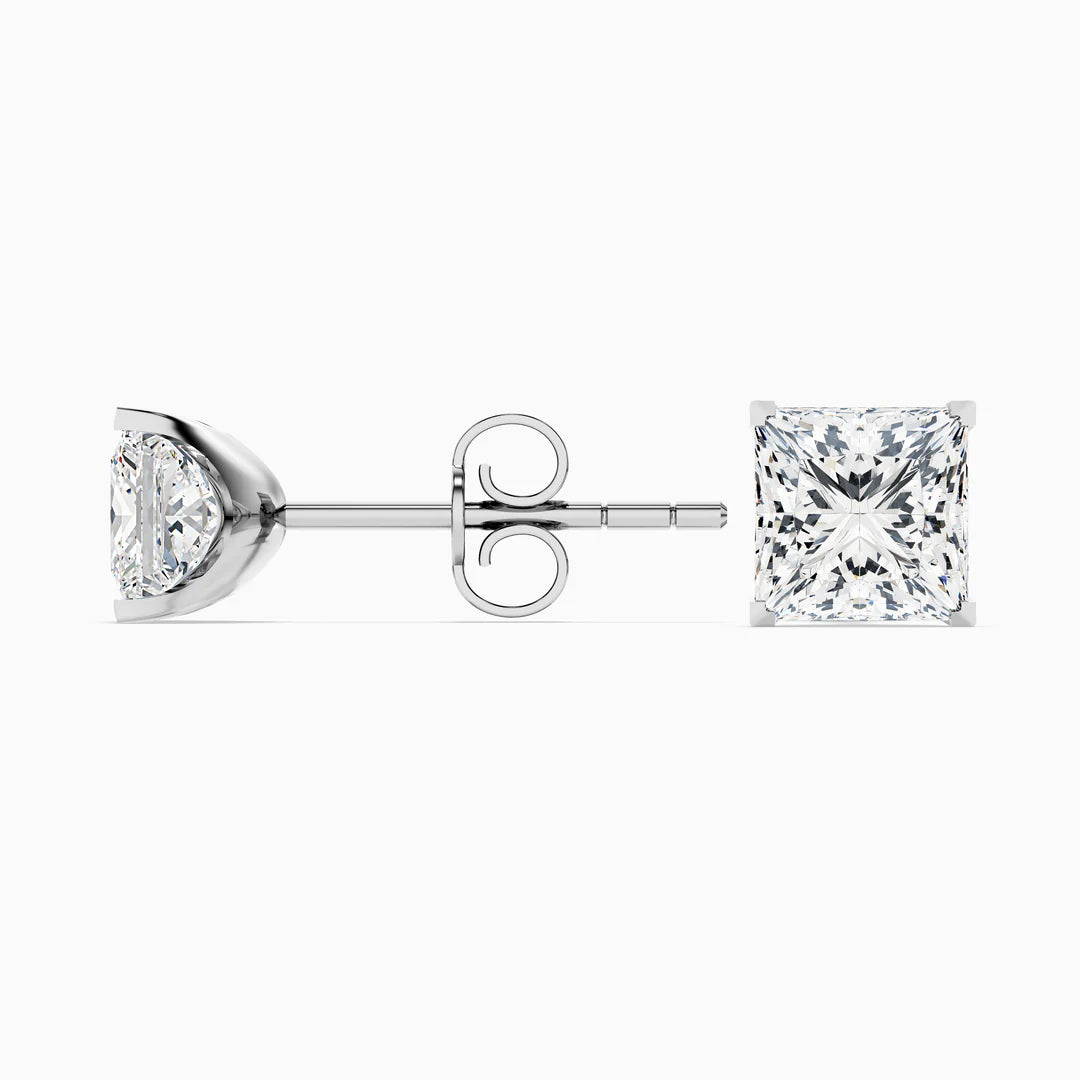 Princess Cut Lab Grown Diamond Stud Earrings