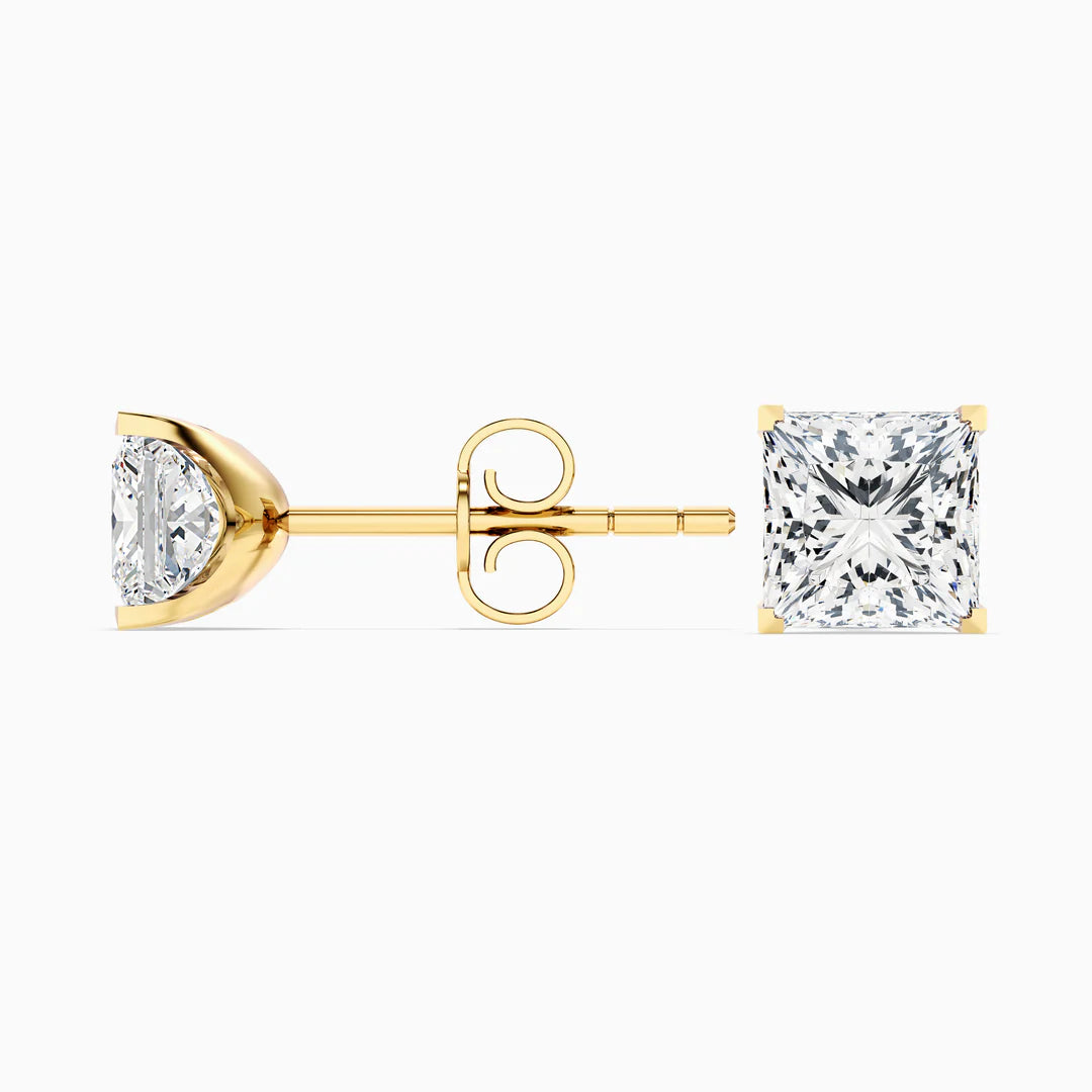 Princess Cut Lab Grown Diamond Stud Earrings