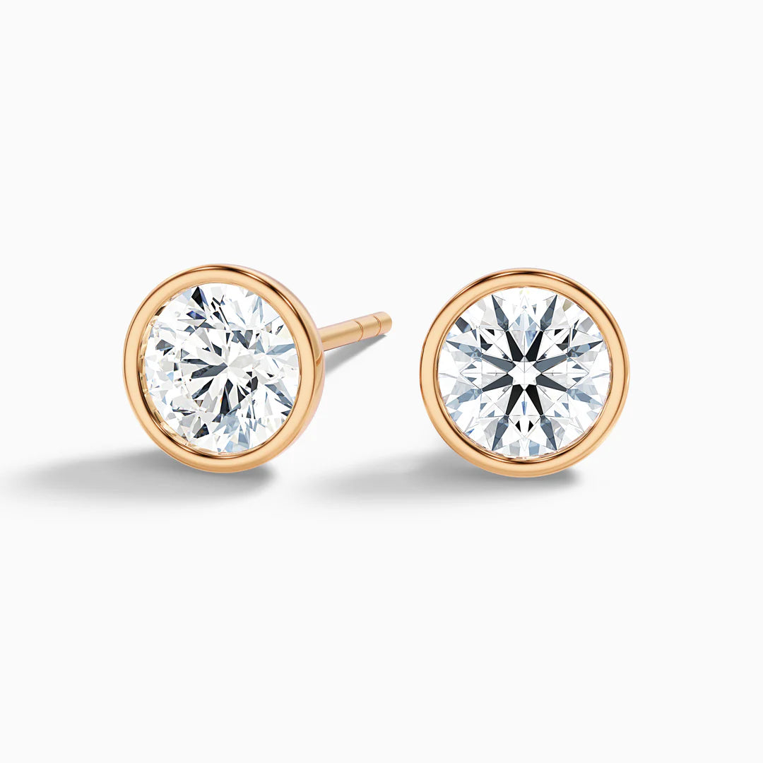 Round Rubover Lab Grown Diamond Stud Earrings
