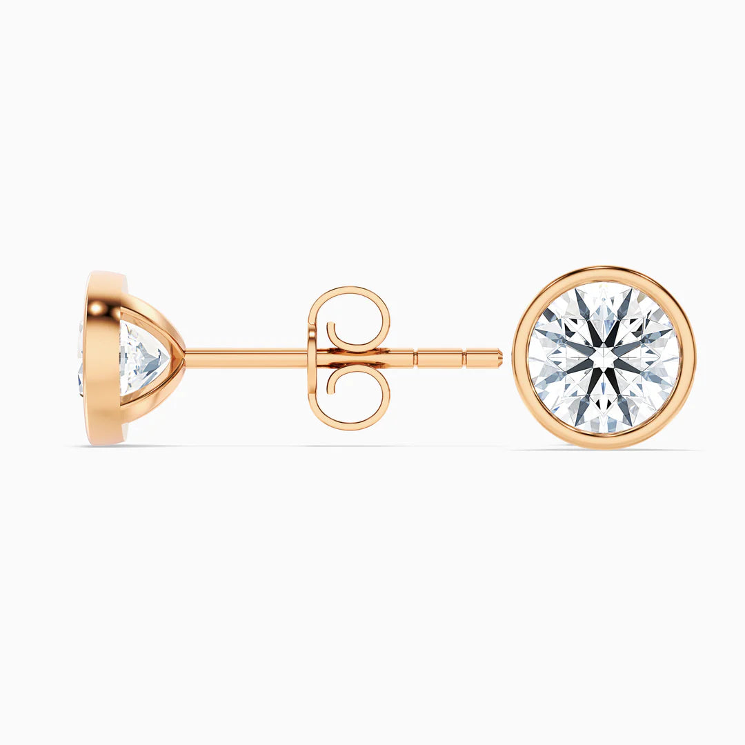Round Rubover Lab Grown Diamond Stud Earrings