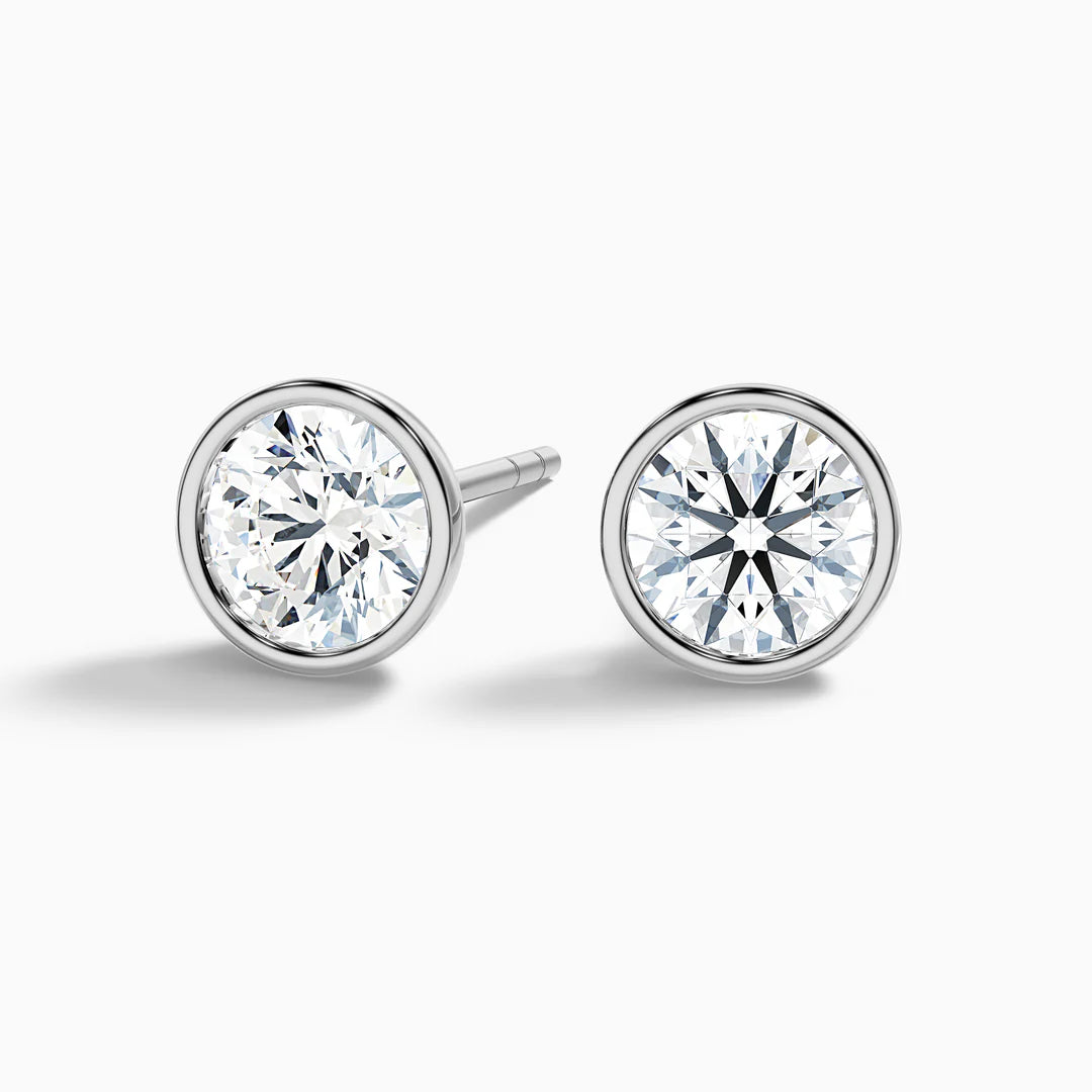 Round Rubover Lab Grown Diamond Stud Earrings