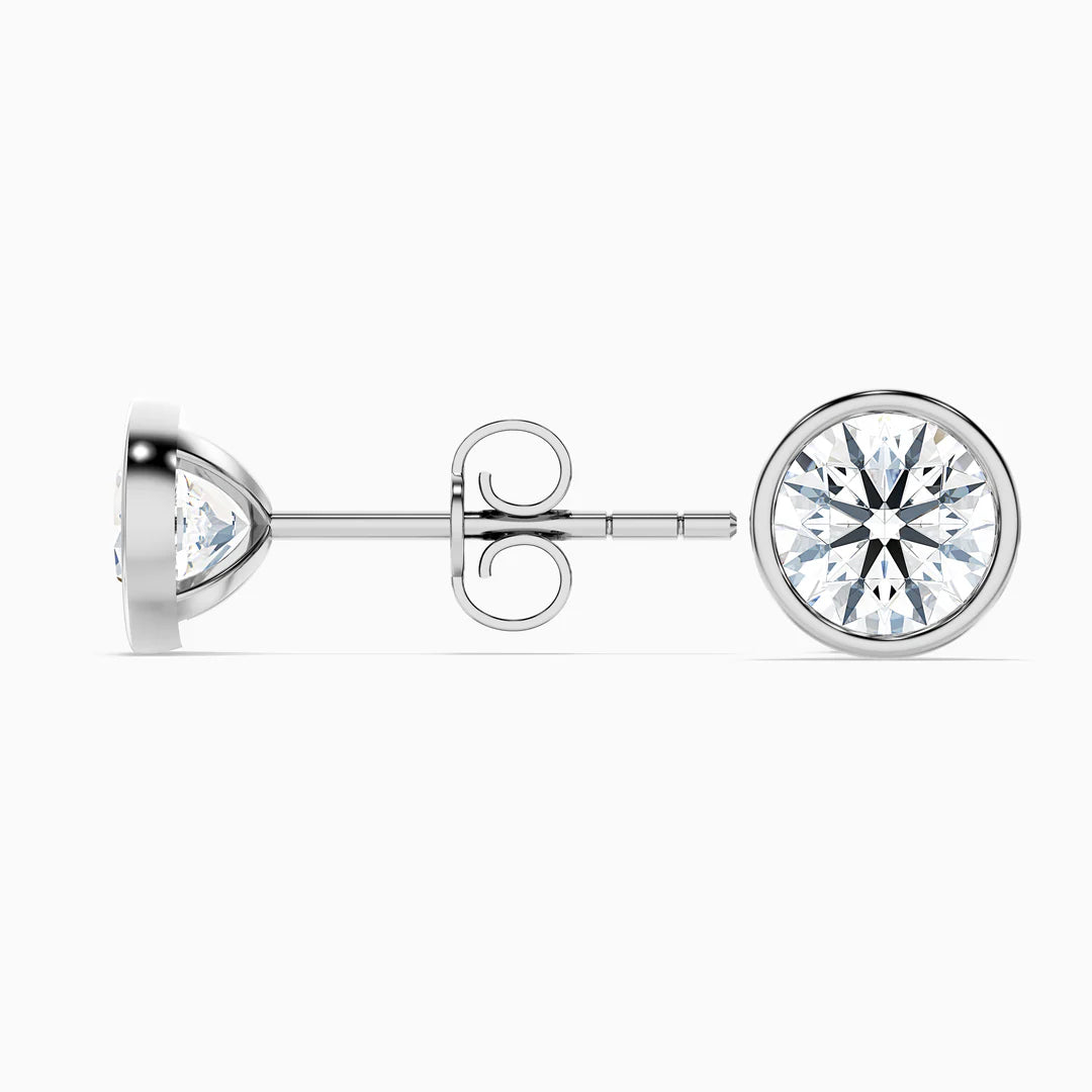 Round Rubover Lab Grown Diamond Stud Earrings