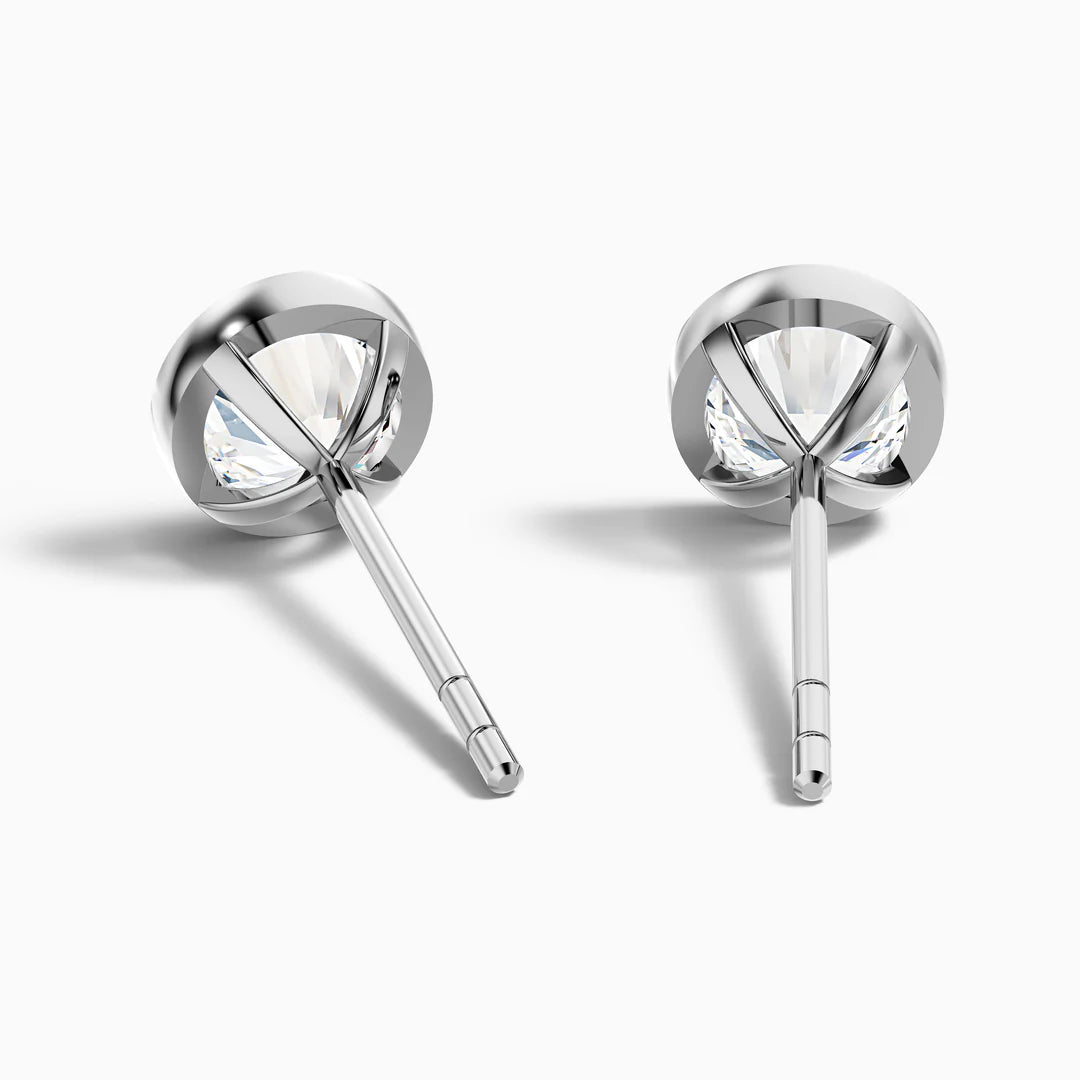Round Rubover Lab Grown Diamond Stud Earrings