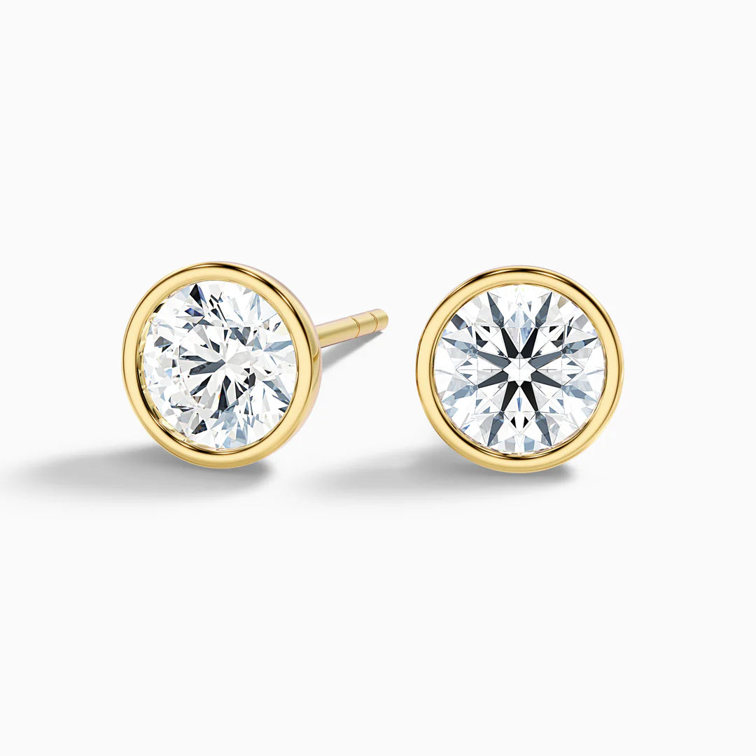 Round Rubover Lab Grown Diamond Stud Earrings