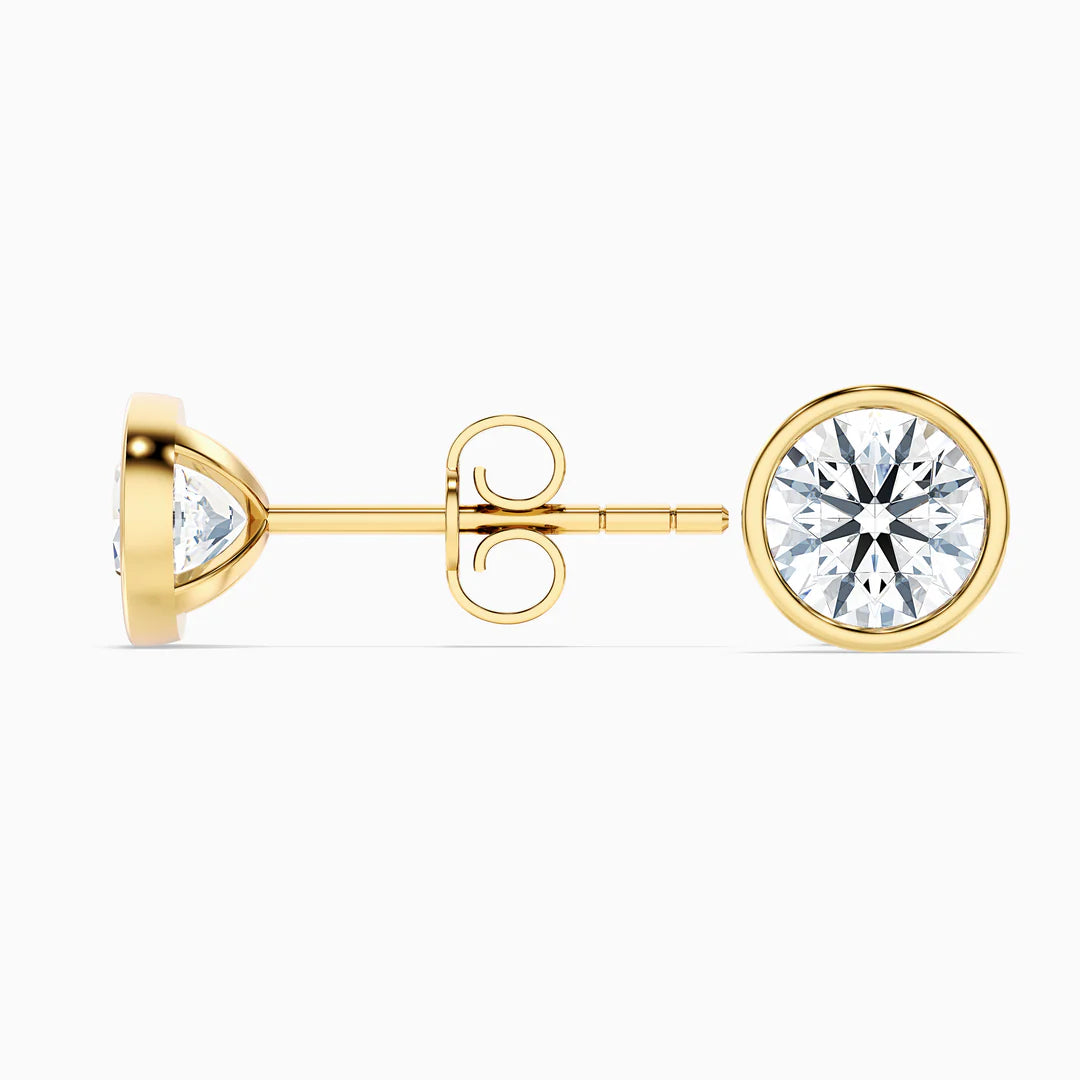 Round Rubover Lab Grown Diamond Stud Earrings