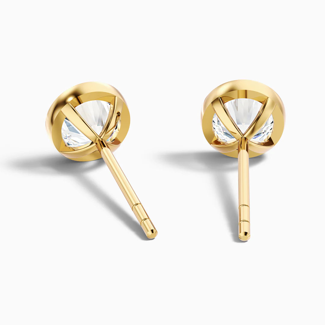 Round Rubover Lab Grown Diamond Stud Earrings