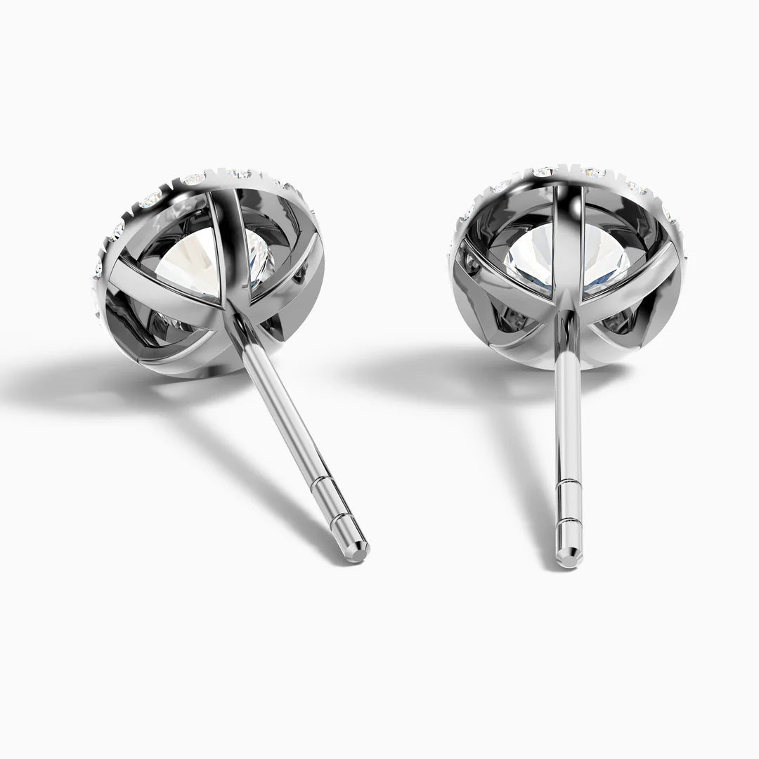 Round Halo Moissanite Diamond Stud Earrings