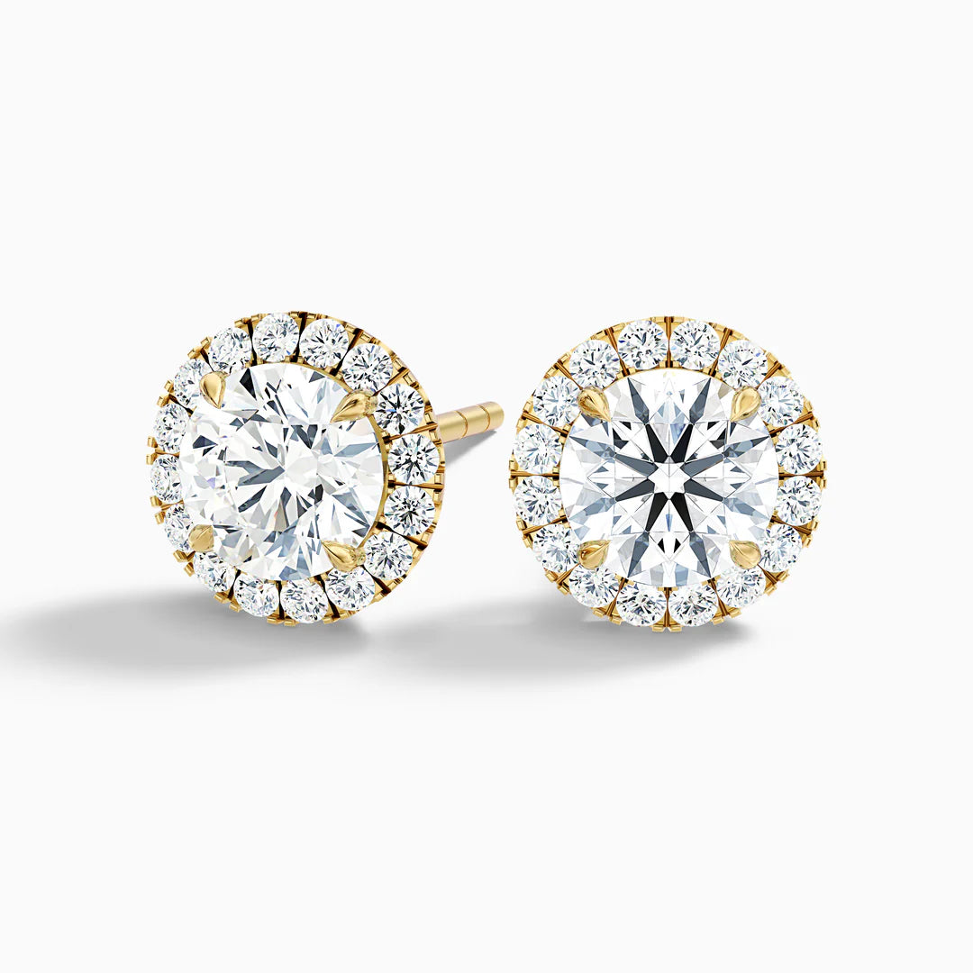 Round Halo Moissanite Diamond Stud Earrings