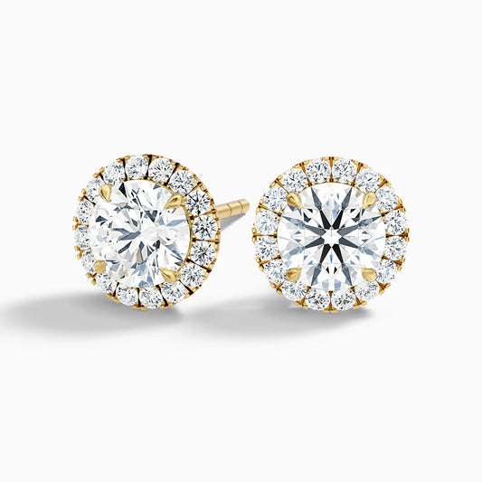 Round Halo Moissanite Diamond Stud Earrings