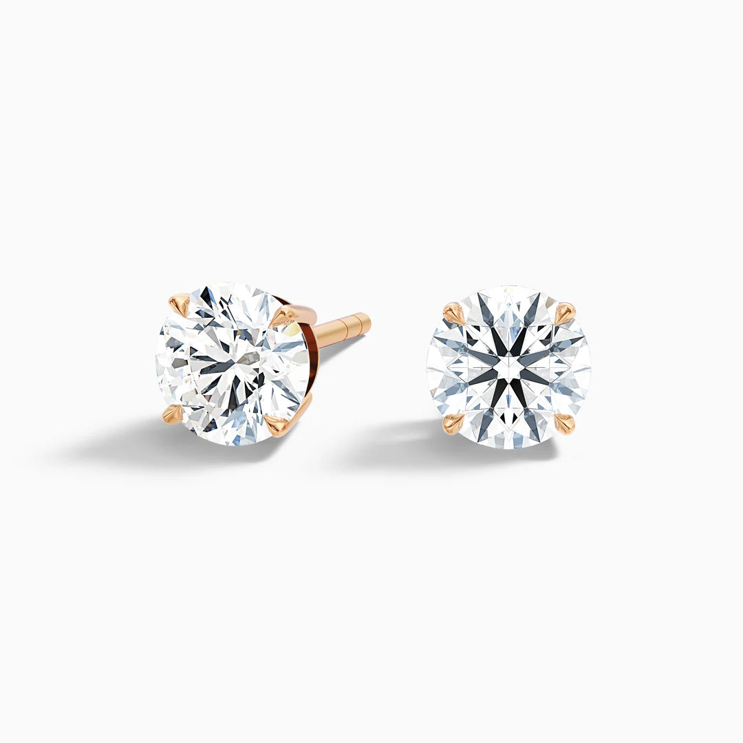 4 Prong Round Moissanite Diamond Basket Stud Earrings