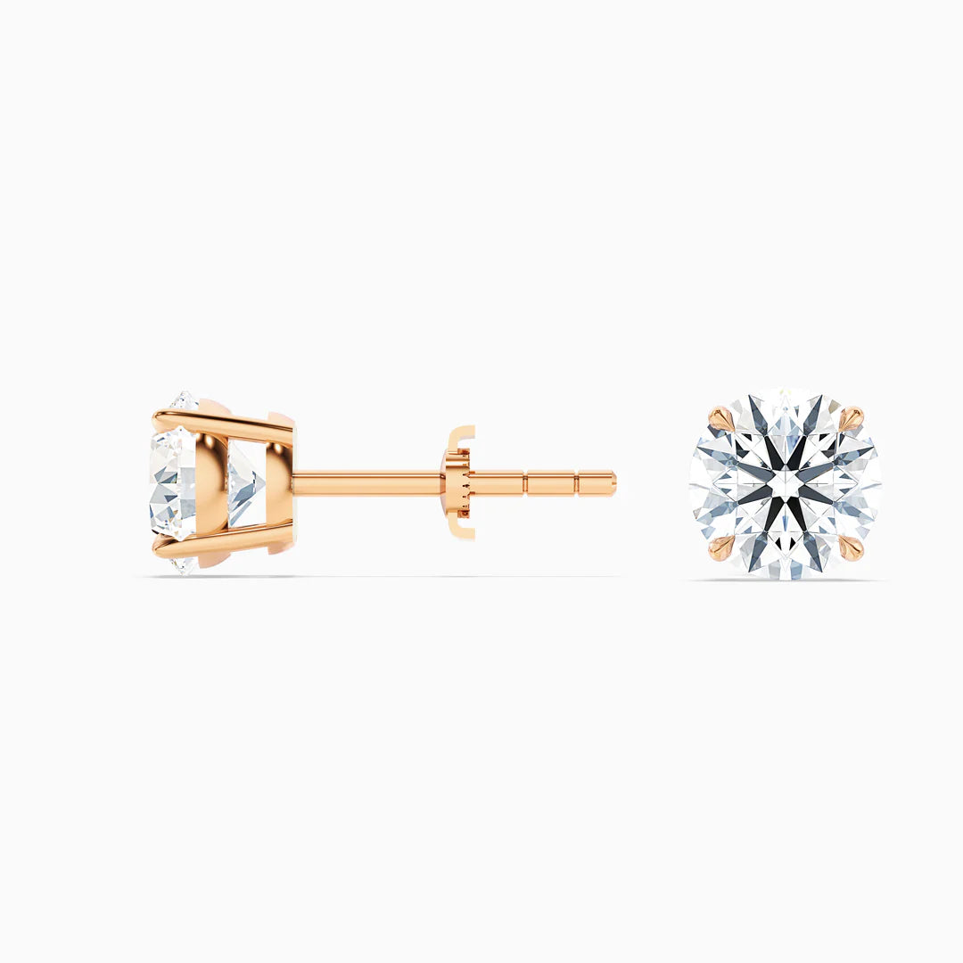 4 Prong Round Moissanite Diamond Basket Stud Earrings