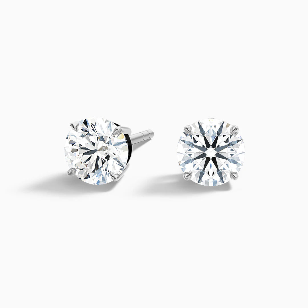 4 Prong Round Moissanite Diamond Basket Stud Earrings