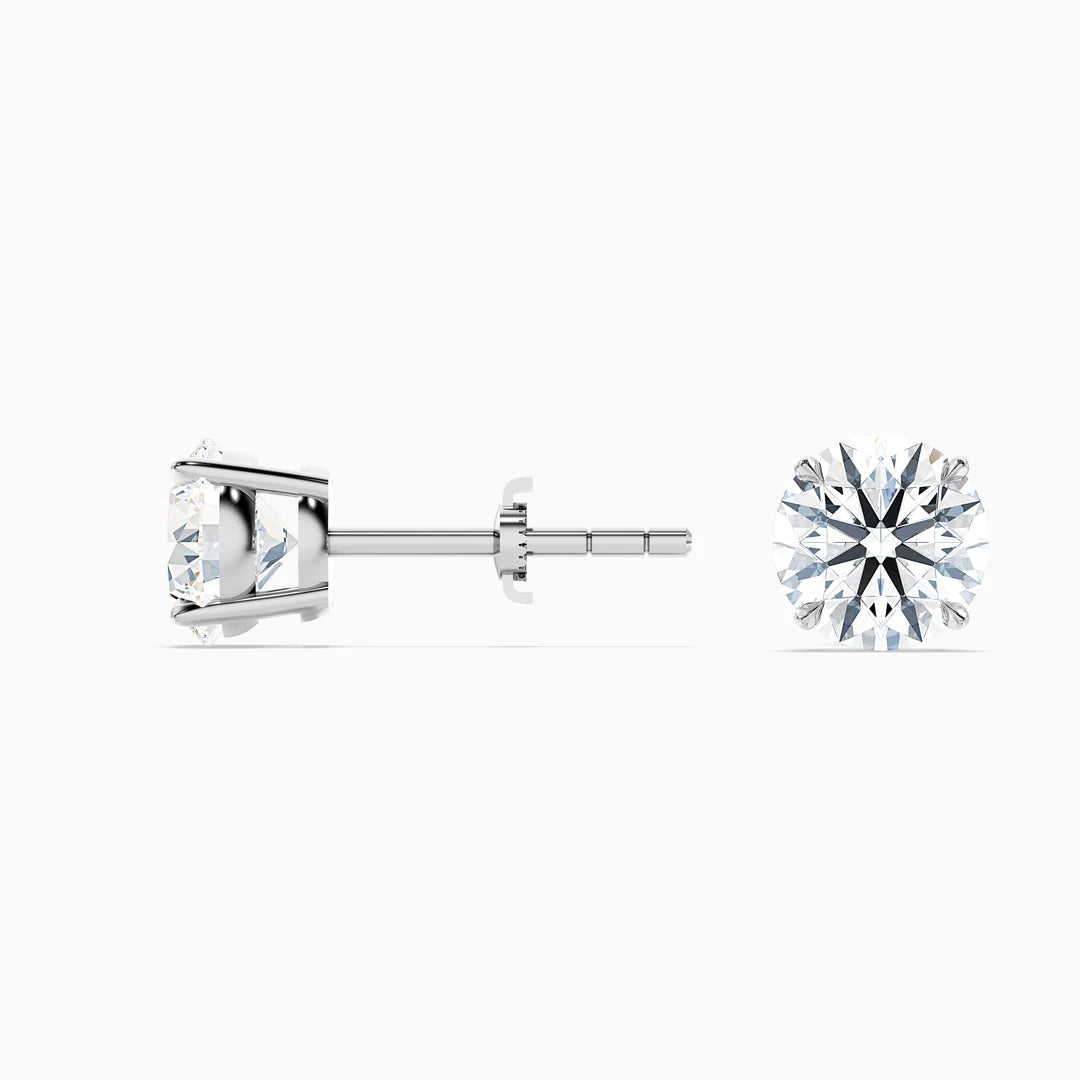 4 Prong Round Moissanite Diamond Basket Stud Earrings