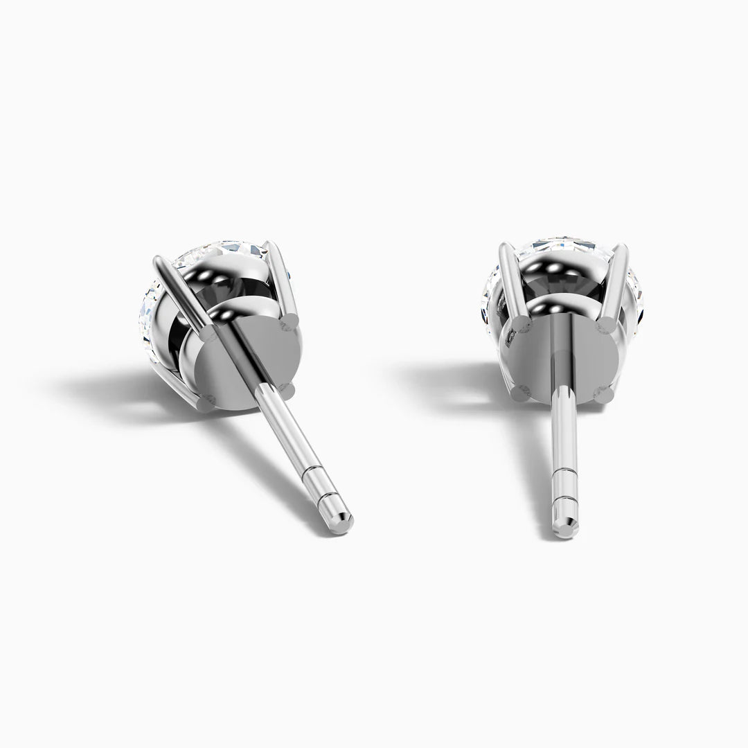 4 Prong Round Moissanite Diamond Basket Stud Earrings