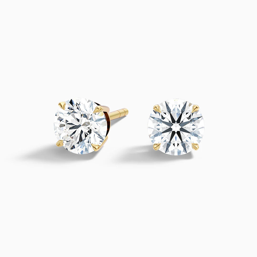 4 Prong Round Moissanite Diamond Basket Stud Earrings