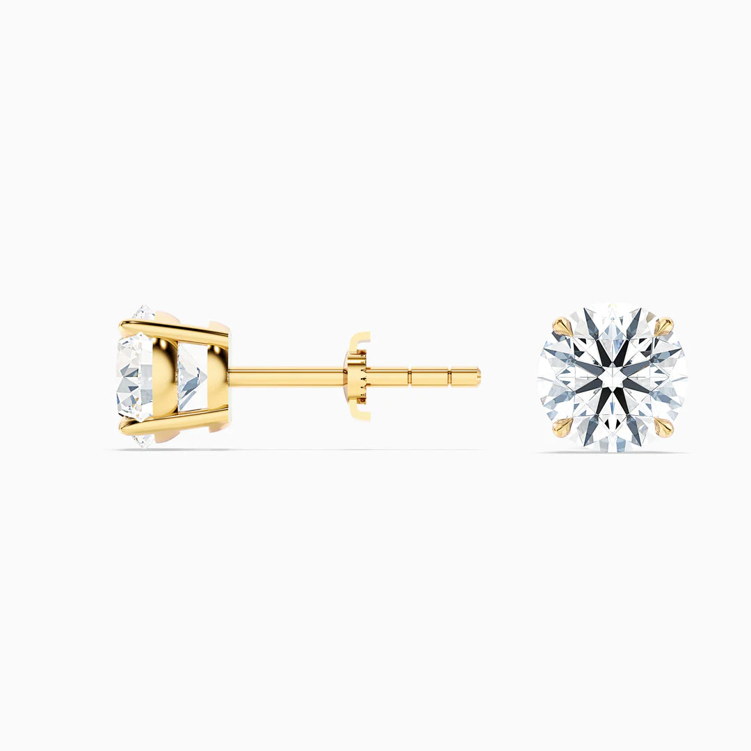 4 Prong Round Moissanite Diamond Basket Stud Earrings