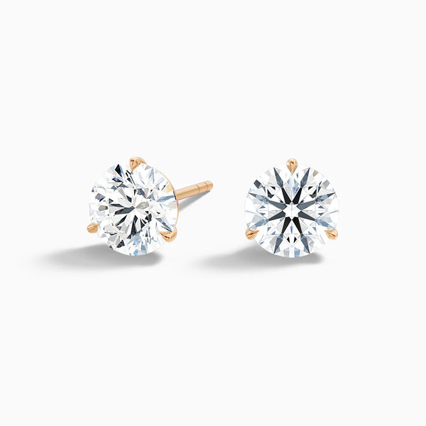3 Prong Martini Round Lab Grown Diamond Stud Earrings