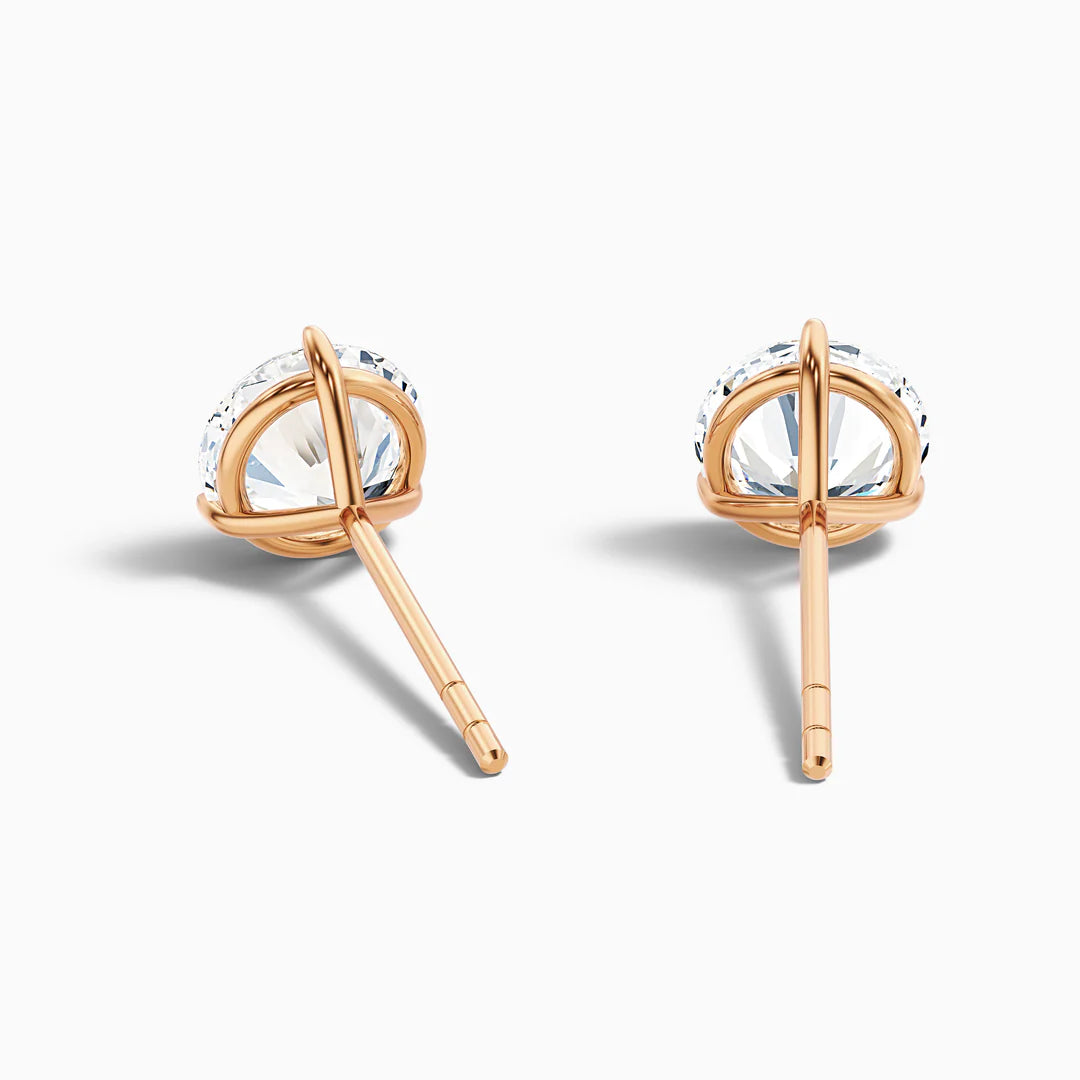 3 Prong Martini Round Lab Grown Diamond Stud Earrings