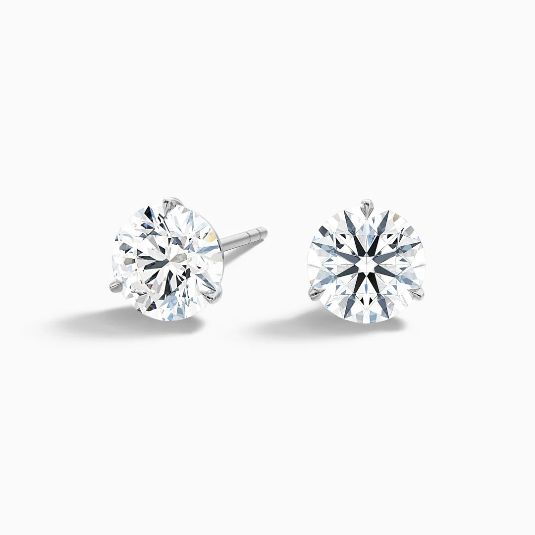 3 Prong Martini Round Lab Grown Diamond Stud Earrings
