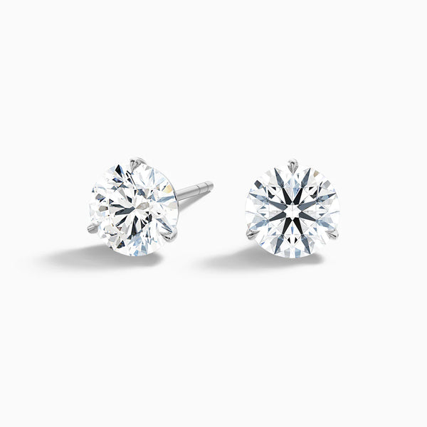 3 Prong Martini Round Lab Grown Diamond Stud Earrings