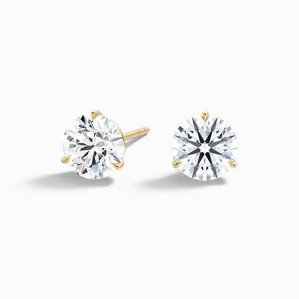 3 Prong Martini Round Lab Grown Diamond Stud Earrings